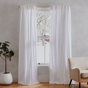 West Elm Cotton Canvas Curtains Set of 2 White 48x96 (Read Length)